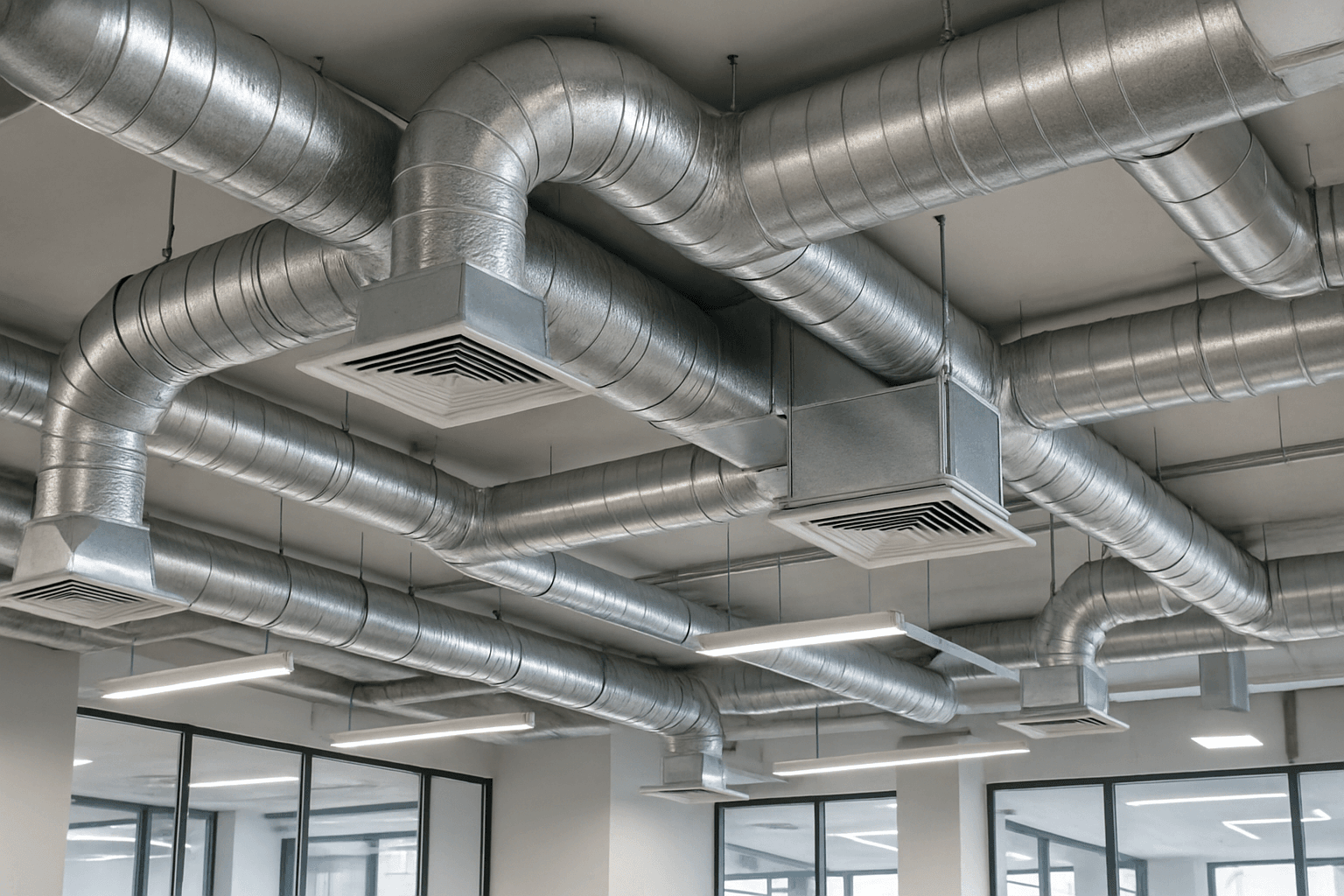 Dimensionamento De Dutos: Guia Completo Hvac 1 Sistema De Dutos Hvac Instalado Em Ambiente Comercial