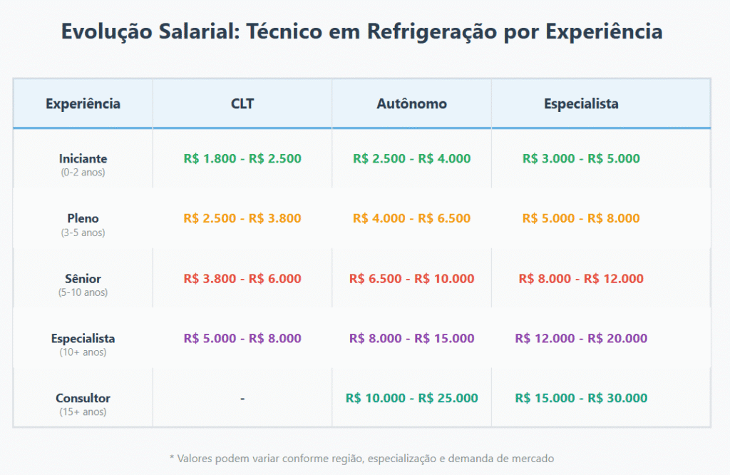 quanto ganha um técnico em refrigeração